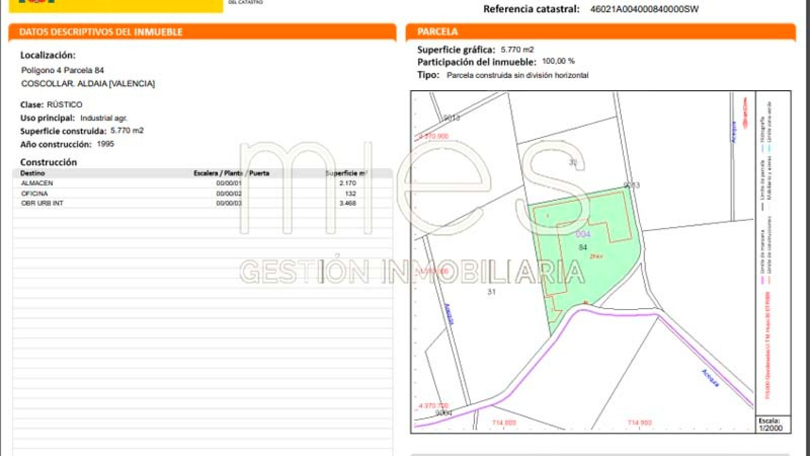 INMOBILIARIA MIES VENDE NAVE EN ALDAIA