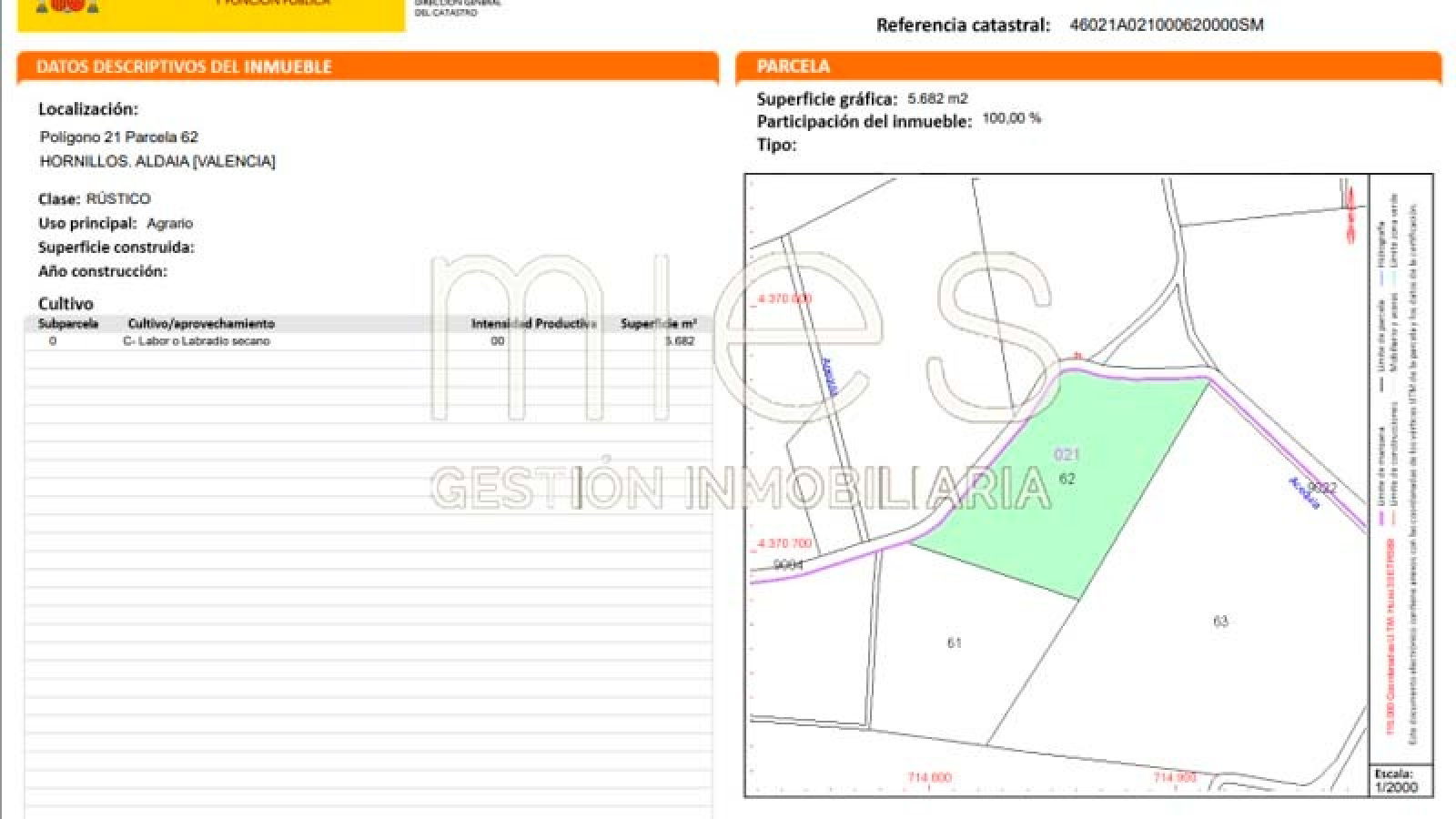 INMOBILIARIA MIES VENDE NAVE EN ALDAIA